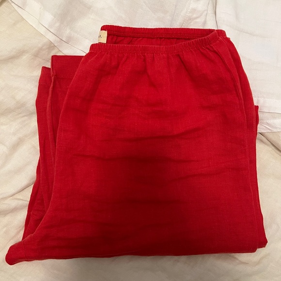 Brand New Sold Out Donni Linen Simple Pant in Tomato - Picture 3 of 4